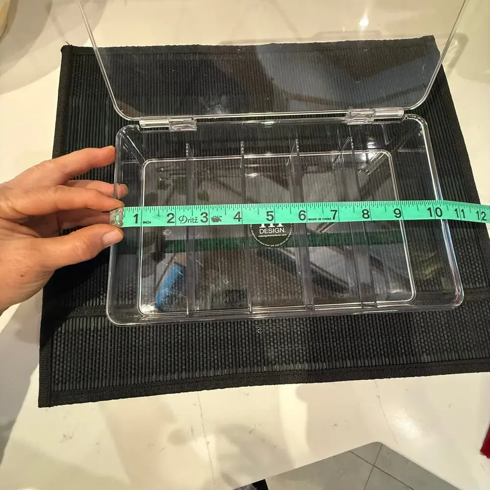 USA Made MDesign Clear Plastic Hinged 5-Part Organizer Great, Unused Condition‎